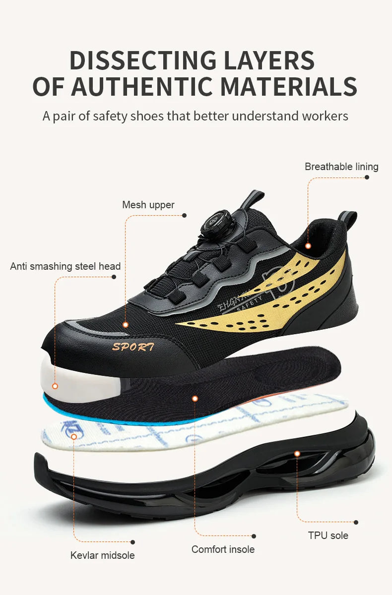 Work Sneakers Men Indestructible Shoes Work Safety Shoes With Steel Toe