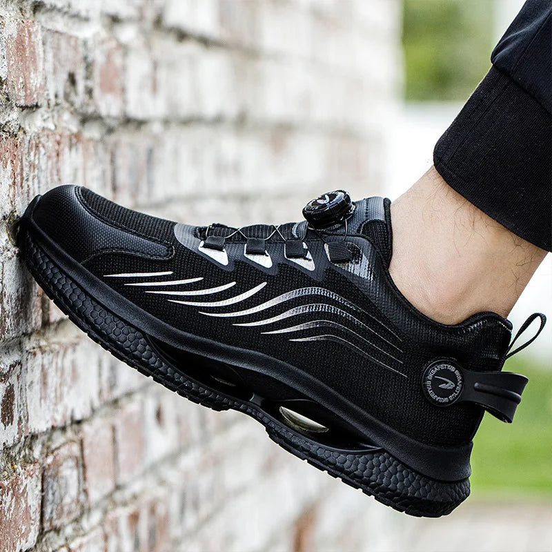 Rotating Button New Safety Shoes Men Anti-smash Anti-puncture Work Shoes
