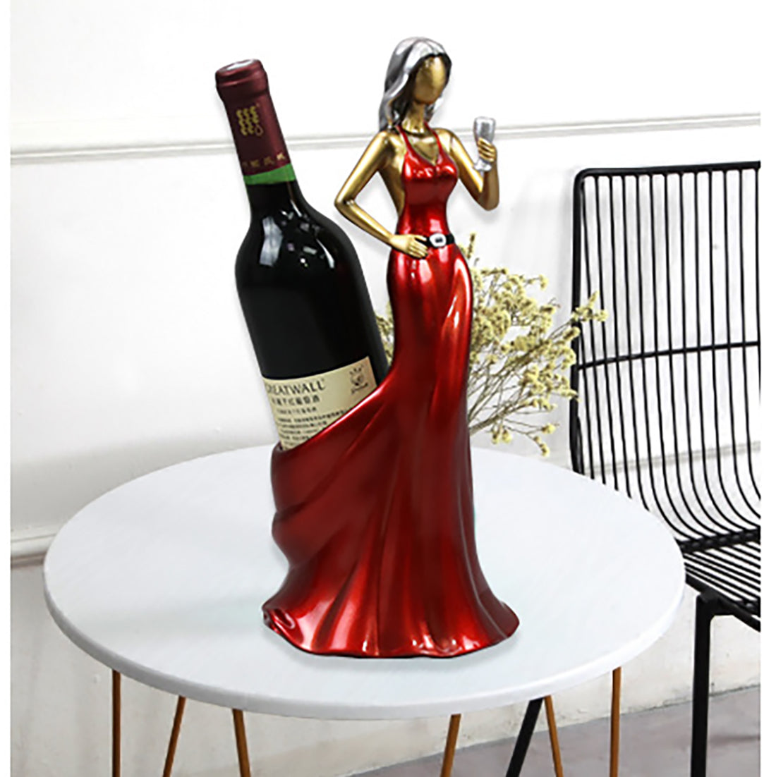 Living Room Wine Cabinet Home Decoration Resin Creative European Style Beauty Folding Fan Wine Rack Decoration