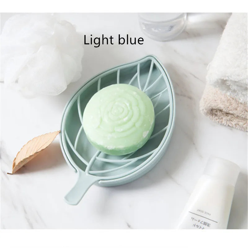 Suction Cup Soap Dish Box For Bathroom Shower Soap Holder with Drain Portable Leaf Shape Toilet Laundry Soap Rack Tray For Basin