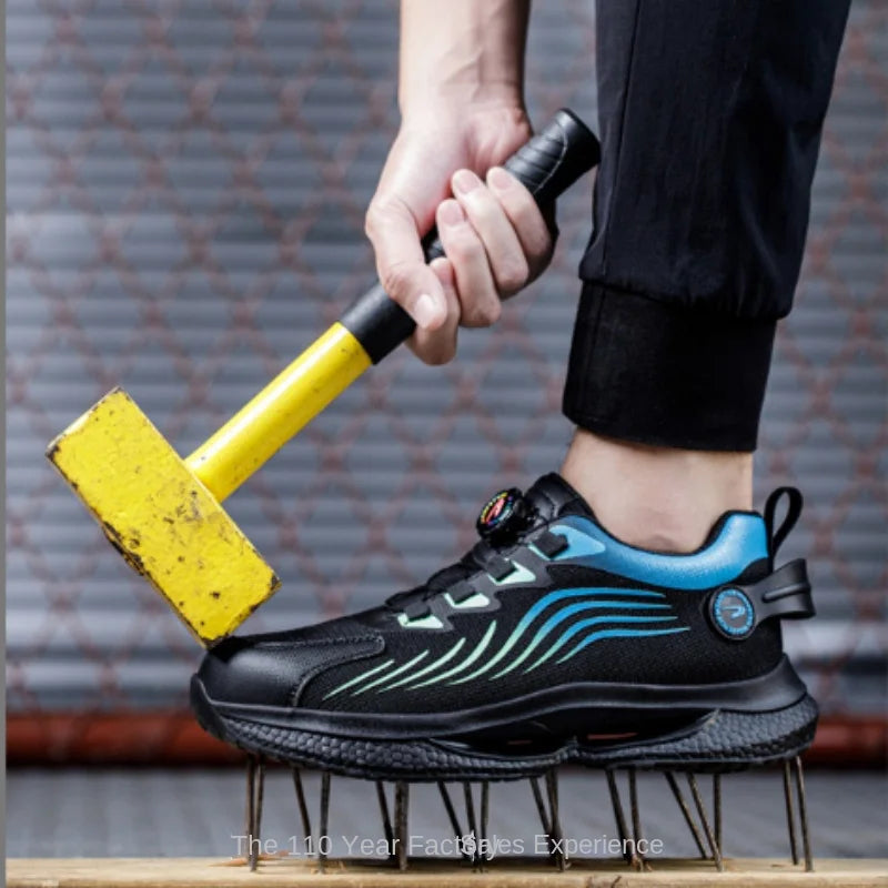Rotating Button New Safety Shoes Men Anti-smash Anti-puncture Work Shoes
