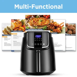 Midea Heißluftfritteuse 4L, 1500W, 8 Programme, 35-200°C, Öl-frei, Backen, Grillen, Auftauen, Shake-Alarm