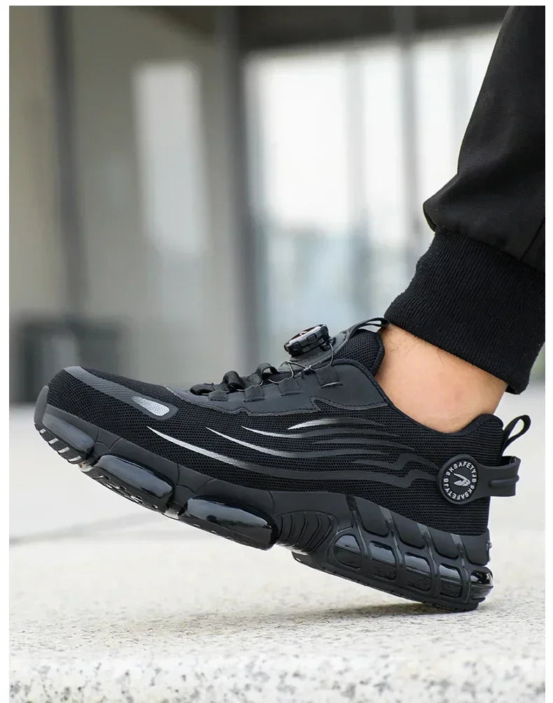 Rotating Button New Safety Shoes Men Anti-smash Anti-puncture Work Shoes