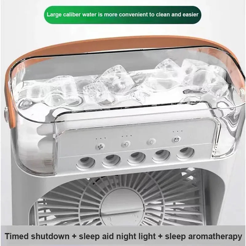 Portable  AIr Conditioner Fan with 3 different functions, Cooler LED Night Lights,Humidifier Air Adjustment Home Fans