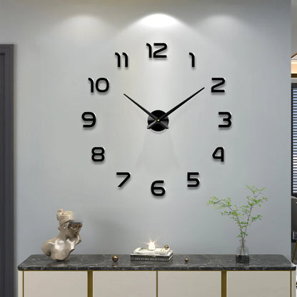 "Moderne 3D XXL Wanduhr mit Spiegelaufkleber – DIY Design, für Wohnzimmer & Besprechungsräume