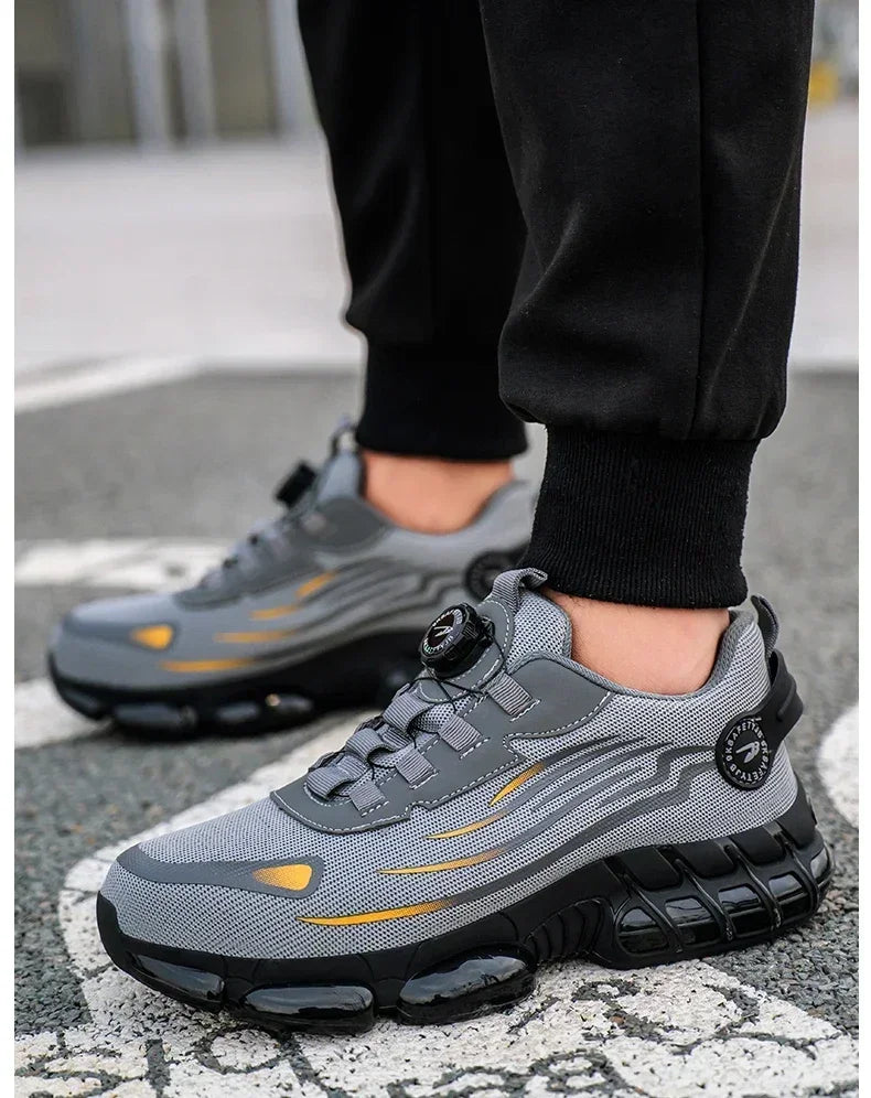 Rotating Button New Safety Shoes Men Anti-smash Anti-puncture Work Shoes