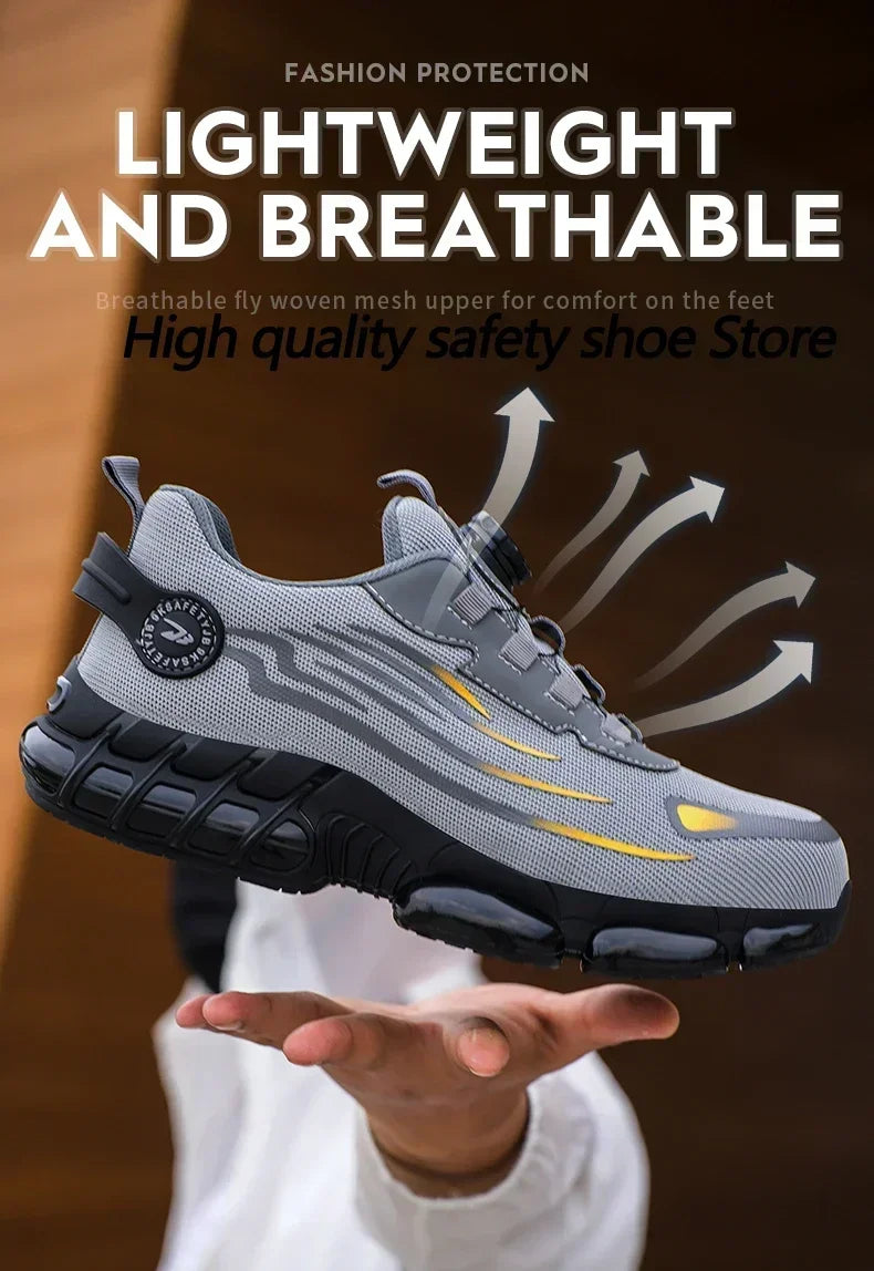 Rotating Button New Safety Shoes Men Anti-smash Anti-puncture Work Shoes