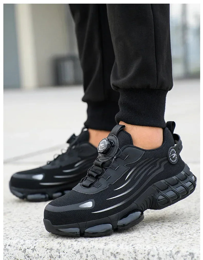 Rotating Button New Safety Shoes Men Anti-smash Anti-puncture Work Shoes