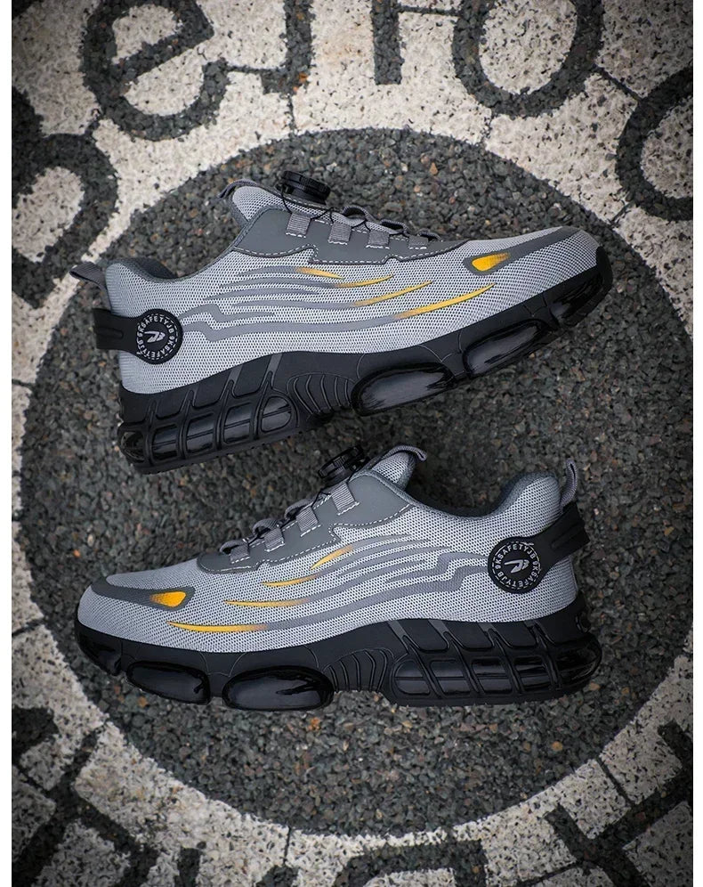Rotating Button New Safety Shoes Men Anti-smash Anti-puncture Work Shoes