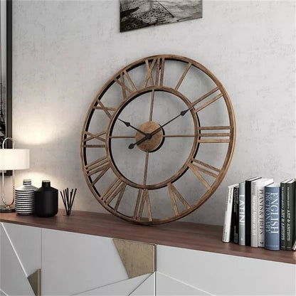 Moderne 3D Wanduhr mit römischen Ziffern – Retro, Rund, Metall, Leise, Nordic Design