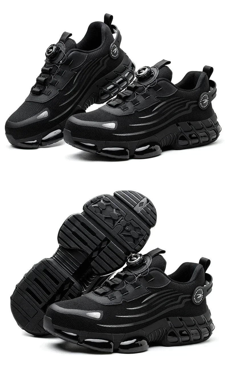 Rotating Button New Safety Shoes Men Anti-smash Anti-puncture Work Shoes