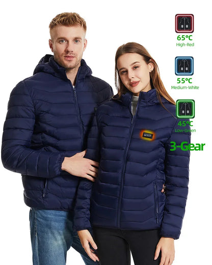 Beheizbare Jacke mit 21 Zonen – USB Elektrische Heizweste für Damen & Herren, Camping, Wandern, Jagd