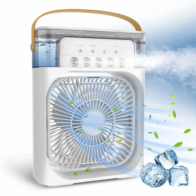 Portable  AIr Conditioner Fan with 3 different functions, Cooler LED Night Lights,Humidifier Air Adjustment Home Fans