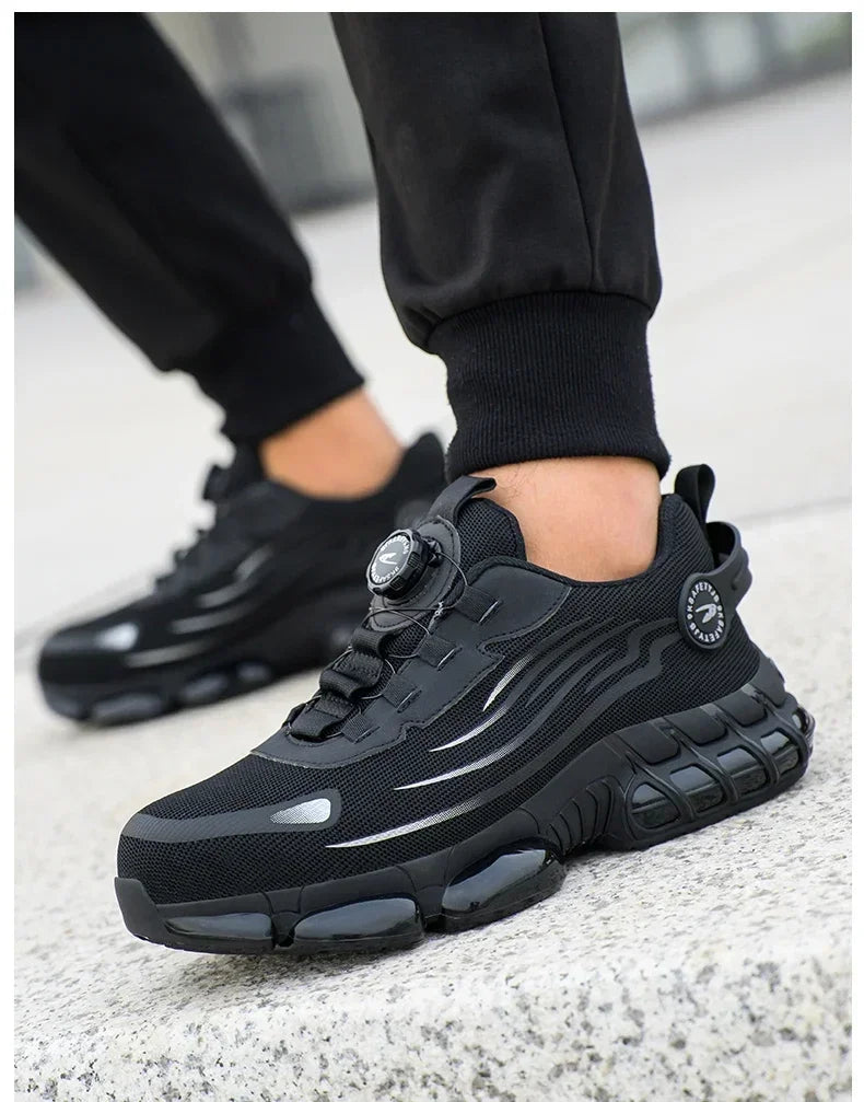 Rotating Button New Safety Shoes Men Anti-smash Anti-puncture Work Shoes