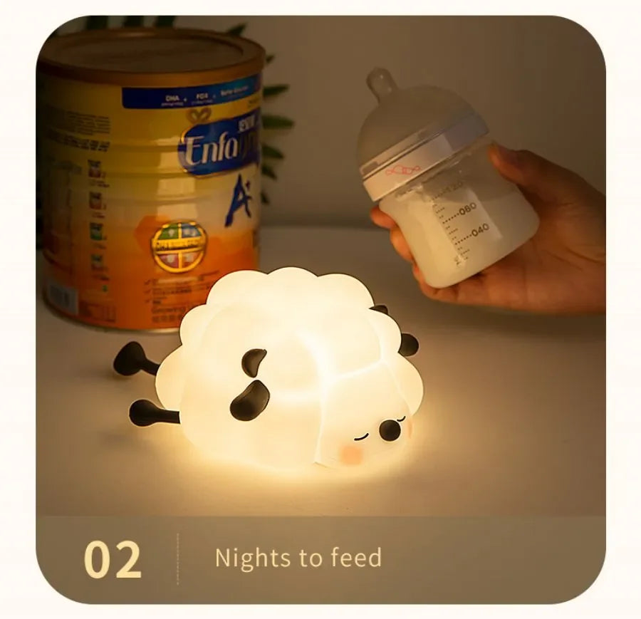 Niedliche LED Nachtlichter: Panda, Schaf, Hase – Silikon, USB-Aufladbar, für Kinderzimmer & Geschenke