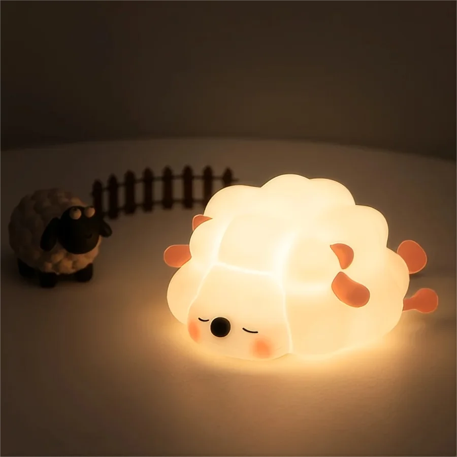 Niedliche LED Nachtlichter: Panda, Schaf, Hase – Silikon, USB-Aufladbar, für Kinderzimmer & Geschenke