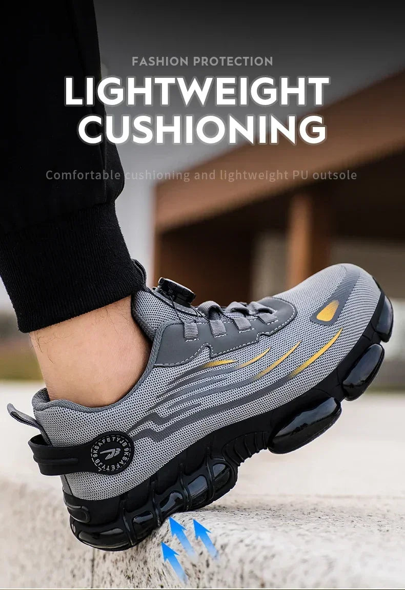 Rotating Button New Safety Shoes Men Anti-smash Anti-puncture Work Shoes
