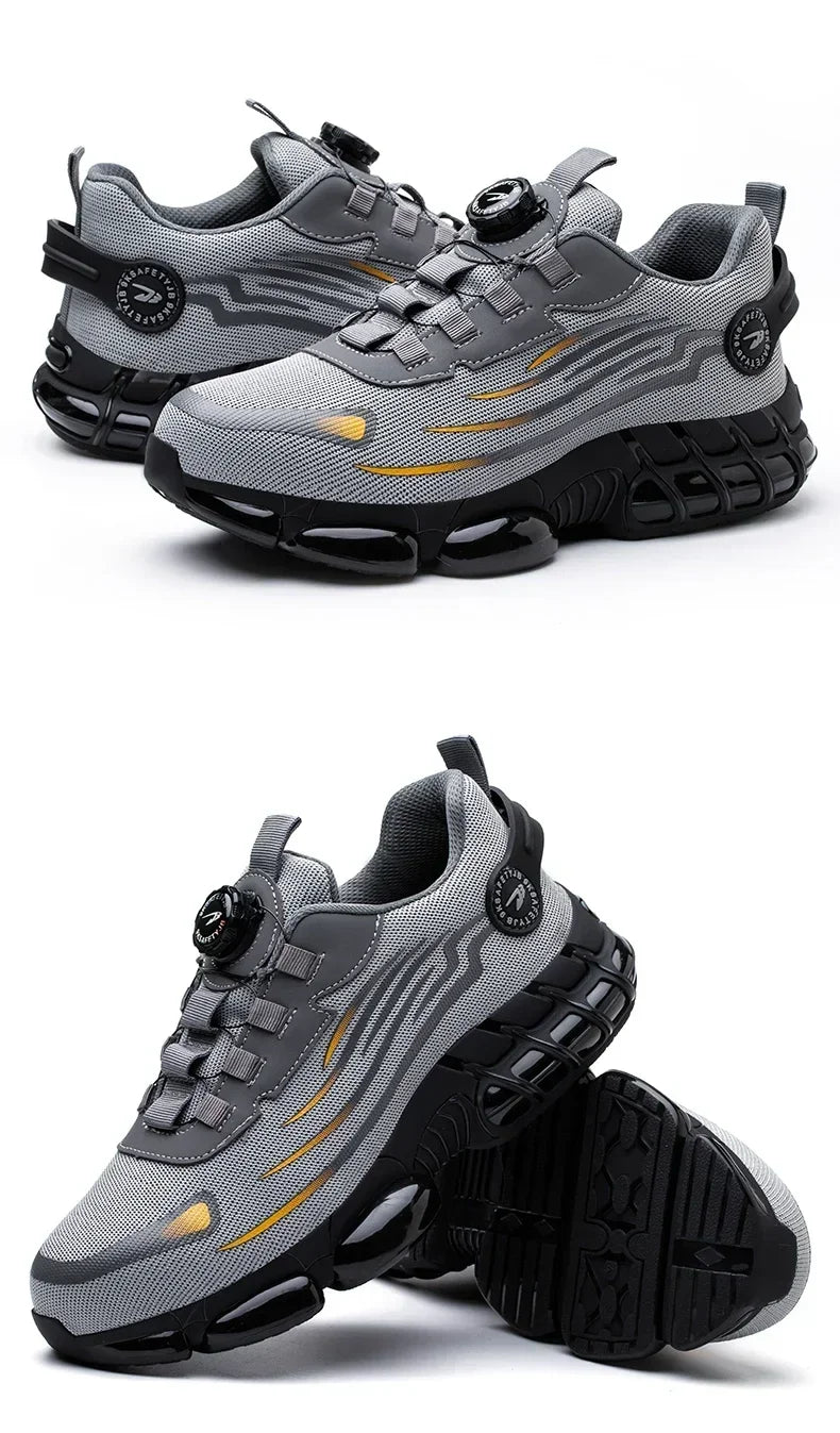 Rotating Button New Safety Shoes Men Anti-smash Anti-puncture Work Shoes